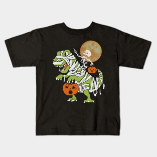 Skeleton Riding Dinosaur Bones Kids T-Shirt